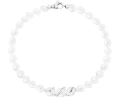 Bransoletka z cyrkoniami i elementami z białego złota - perły