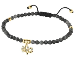 Bransoletka z diamentami, labradorytami i elementami żółtego złota - drzewko - próba 375