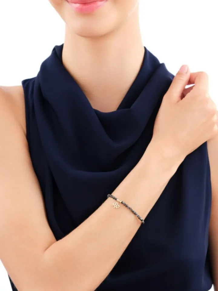 Bransoletka z diamentami, labradorytami i elementami żółtego złota - drzewko - próba 375