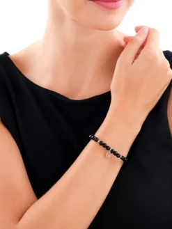 Bransoletka z diamentami, agatami i elementami żółtego złota - drzewko - próba 375