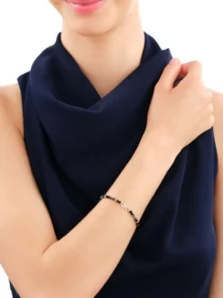 Bransoletka z diamentami, labradorytami, agatami i elementami żółtego złota - nieskończoność - 18 cm - próba 375