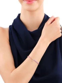 Bransoletka z diamentami, ametystami, turmalinami i elementami żółtego złota - drzewko - 18 cm - próba 375