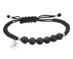 Bransoletka z diamentem, agatami i elementami białego złota - serce - próba 585