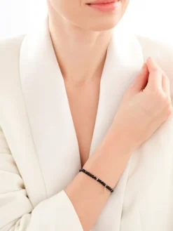 Bransoletka z diamentem, agatami i elementami różowego złota - nieskończoność - próba 375