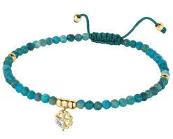 Bransoletka z diamentem, kwarcytami i elementami żółtego złota - koniczyna - próba 375