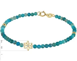 Bransoletka z diamentem, kwarcytami i elementami żółtego złota - kwiat - 18 cm - próba 375