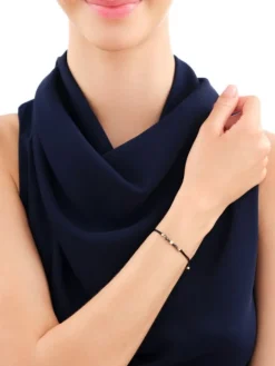 Bransoletka z diamentem, labradorytami i elementami żółtego złota - próba 375