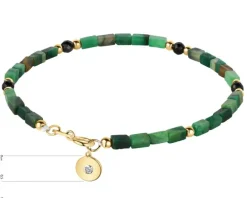 Bransoletka z diamentem, zoisytami,  agatami i elementami żółtego złota - koło - 18 cm - próba 375