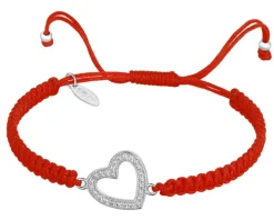 Bransoletka z elementami srebra i cyrkoniami - serce