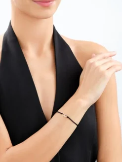 Bransoletka z elementami żółtego złota i diamentem - serca - 0,003 ct - próba 375