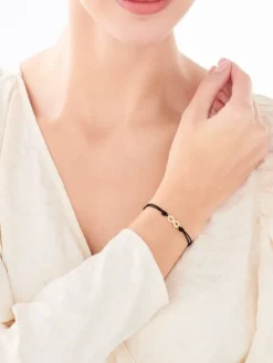 Bransoletka z elementami srebra i cyrkoniami - nieskończoność