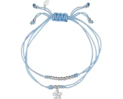 Bransoletka z elementami srebra i cyrkoniami - kwiat, kulki