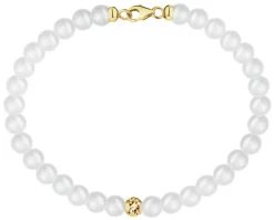 Bransoletka z elementami z żółtego złota - perły
