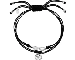 Bransoletka z elementami srebra i cyrkoniami - nieskończoność, koniczyna