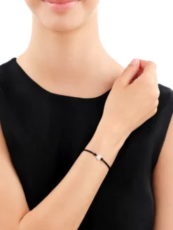 Bransoletka z elementami srebra i cyrkoniami - koniczyna