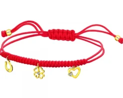 Bransoletka z elementami żółtego złota i diamentami - podkowa, koniczyna, serce - 0,01 ct - próba 375