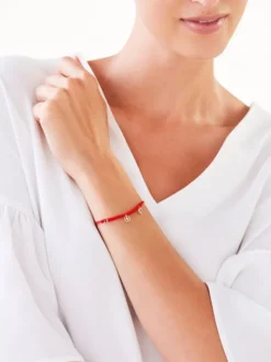 Bransoletka z elementami żółtego złota i diamentami - podkowa, koniczyna, serce - 0,01 ct - próba 375