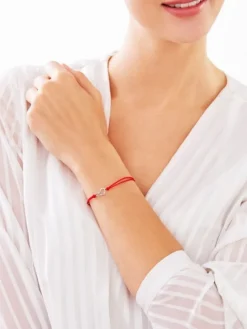 Bransoletka z elementami białego złota i diamentem - serca - 0,004 ct - próba 375