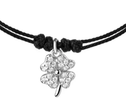 Bransoletka z elementami srebra i cyrkoniami - koniczyna