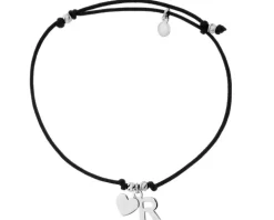 Bransoletka z elementami srebra - litera R, serce