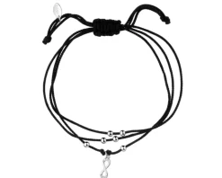 Bransoletka z elementami srebra i cyrkoniami - nieskończoność, kulki