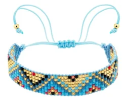 Bransoletka z elementami z żółtego złota i koralikami