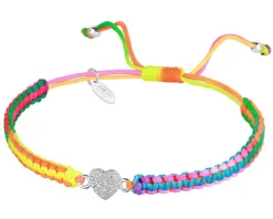 Bransoletka z elementami srebra i cyrkoniami z efektem Tie Dye - serce