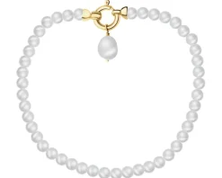 Bransoletka z elementami z żółtego złota - perły