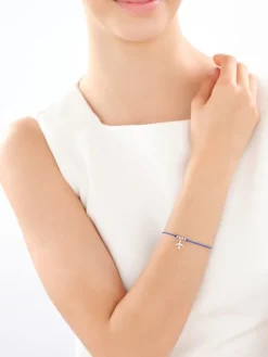 Bransoletka z elementami srebra i cyrkoniami - samolot