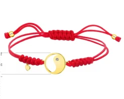 Bransoletka z elementami żółtego złota i diamentem - yin yang - 0,006 ct - próba 375