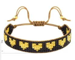 Bransoletka z elementami z żółtego złota i koralikami - serca