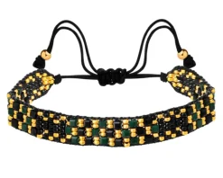 Bransoletka z elementami z żółtego złota i koralikami