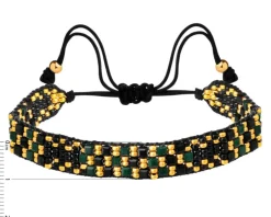 Bransoletka z elementami z żółtego złota i koralikami