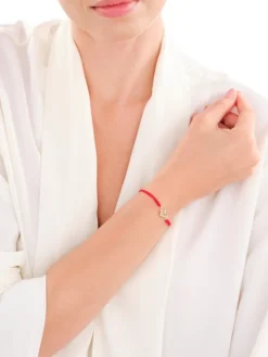 Bransoletka z elementami żółtego złota i diamentami - róża - 0,02 ct - próba 375