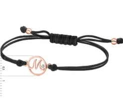 Bransoletka z elementami różowego złota i diamentem - litera M - 0,003 ct - próba 375