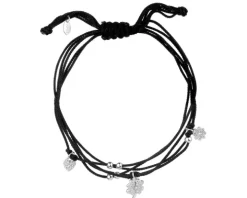 Bransoletka z elementami srebra i cyrkoniami - koniczyny, serce