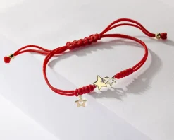 Bransoletka z elementami żółtego złota i diamentem - gwiazdy - 0,005 ct - próba 585