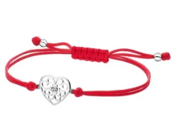 Bransoletka z elementami białego złota i brylantem - serce - 0,008 ct - próba 585