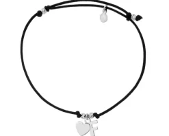 Bransoletka z elementami srebra - litera F, serce