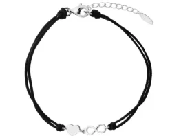 Bransoletka z elementami srebra - serce, nieskończoność