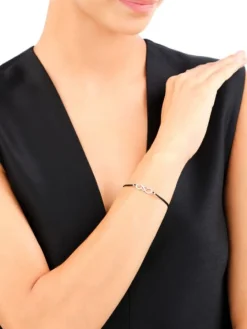 Bransoletka z elementami srebra i cyrkoniami - nieskończoność, serce