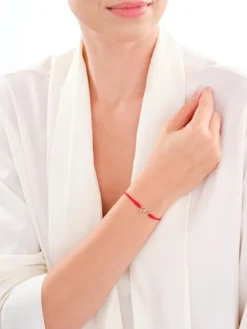 Bransoletka z elementami żółtego złota i diamentem - serce, koń - 0,003 ct - próba 375