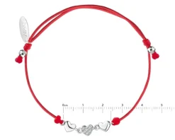 Bransoletka z elementami srebra i cyrkoniami - serca