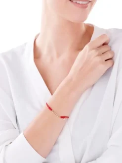 Bransoletka z elementami żółtego złota i diamentem - 0,003 ct - próba 375