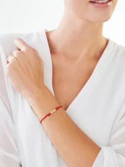 Bransoletka z elementami żółtego złota i diamentem - koty, serce - 0,003 ct - próba 375