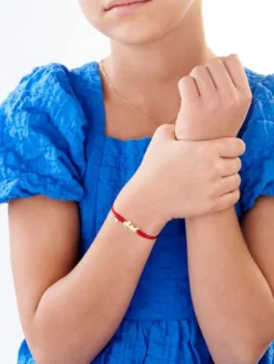 Bransoletka z elementami żółtego złota i diamentem - koty, serce - 0,003 ct - próba 375