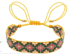 Bransoletka z elementami z żółtego złota i koralikami