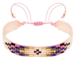 Bransoletka z elementami z żółtego złota i koralikami