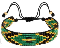 Bransoletka z elementami z żółtego złota i koralikami