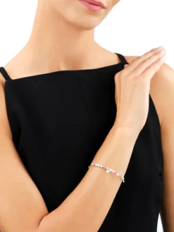 Bransoletka z elementami srebra i masą perłową - serce